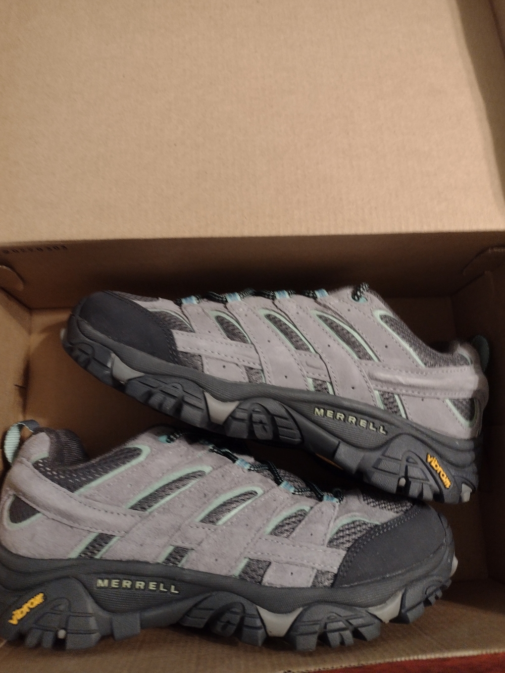 Merrell Grey and Mint Trail Running/Hiking Shoes